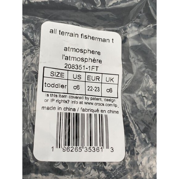 Crocs Shoes Toddler Kids All Terrain Fisherman C6 Atmosphere Gray & Blue Strap - Picture 6 of 7